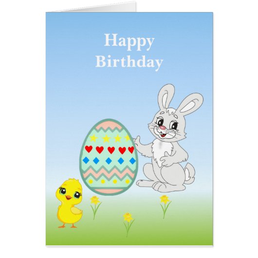 Multicolored paashaas en Egg Birthday (Voorkant)