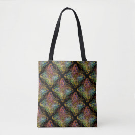 Multicolored Paisley Design on Black Tote Bag