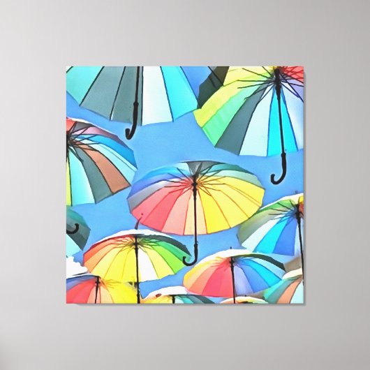 Multicolored paraplu's, geplateerd canvas afdruk (Voorkant)