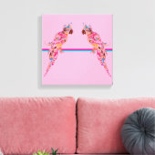 Multicolored Parrots on Pink Canvas Print (Insitu (Woonkamer))