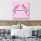 Multicolored Parrots on Pink Canvas Print (Insitu (Slaapkamer))