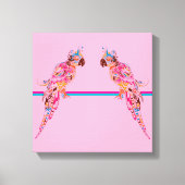 Multicolored Parrots on Pink Canvas Print (Voorkant)