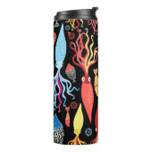 Multicolored patroon van verschillende pijlinktvis thermosbeker (Gedraaid links)