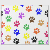 MultiColored Paw Prints Cadeaupapier (Vlak)