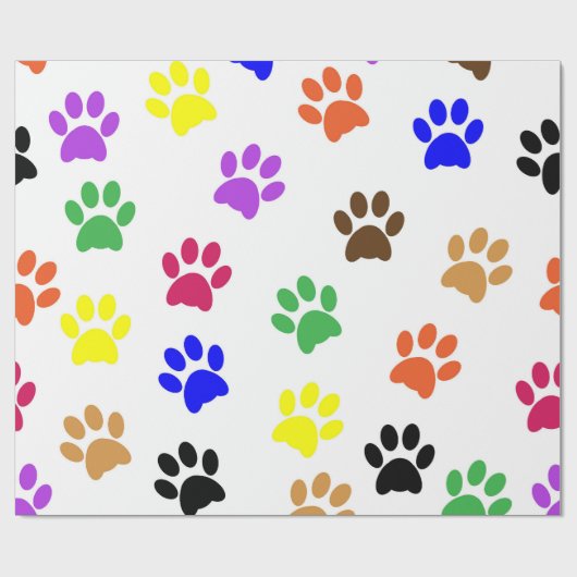 MultiColored Paw Prints Cadeaupapier (Vlak)