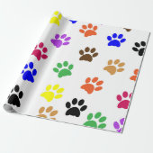 MultiColored Paw Prints Cadeaupapier (Uitgerold)