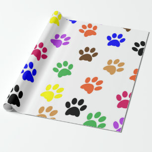 MultiColored Paw Prints Cadeaupapier