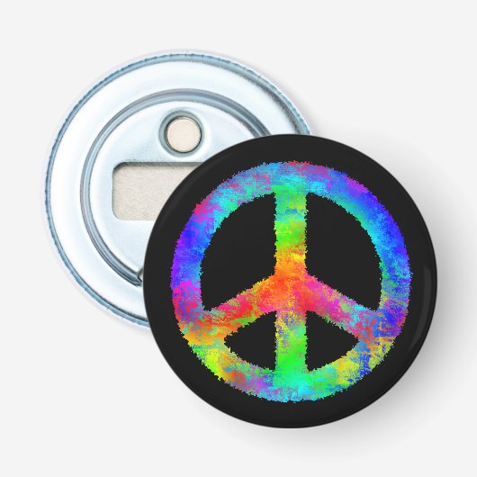 Multicolored Peace Sign Button Flesopener (Voorkant)