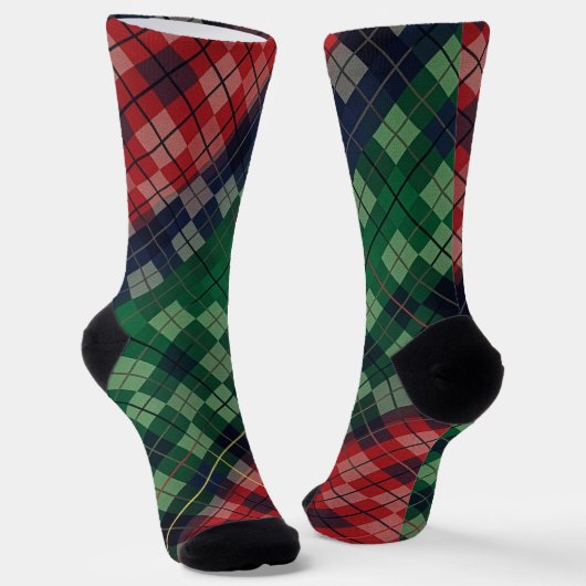 Multicolored PNW Grunge Plaid Design Sokken (Gebogen)