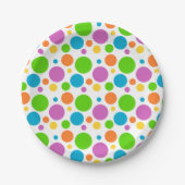 Multicolored Polka Dot Pattern Papieren Bordje (Voorkant)