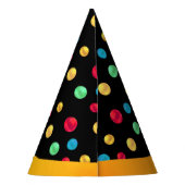Multicolored Polka Dots op Zwart Feesthoedjes (Achterkant)