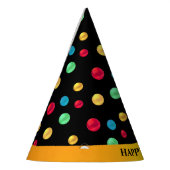 Multicolored Polka Dots op Zwart Feesthoedjes (Links)