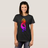 Multicolored Rainbow Ombre Kokopelli T-shirt (Voorkant volledig)