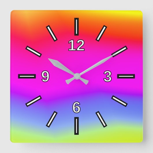 Multicolored regenboogachtige patroonklok vierkante klok (Voorkant)