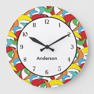 Multicolored Retro Boomerang Pattern Grote Klok