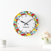 Multicolored Retro Boomerang Pattern Grote Klok (Huis)