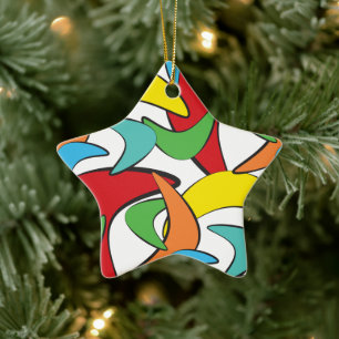 Multicolored Retro Boomerang Pattern Keramisch Ornament