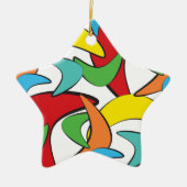 Multicolored Retro Boomerang Pattern Keramisch Ornament (Voorkant)