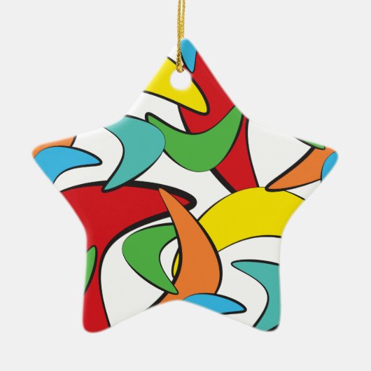 Multicolored Retro Boomerang Pattern Keramisch Ornament (Voorkant)
