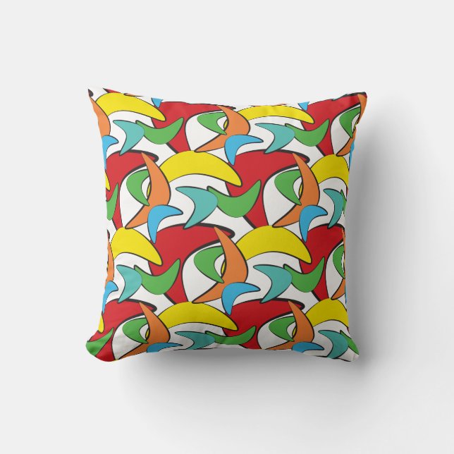Multicolored Retro Boomerang Pattern Kussen (Voorkant)