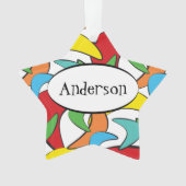 Multicolored Retro Boomerang Pattern Ornament (voorkant)