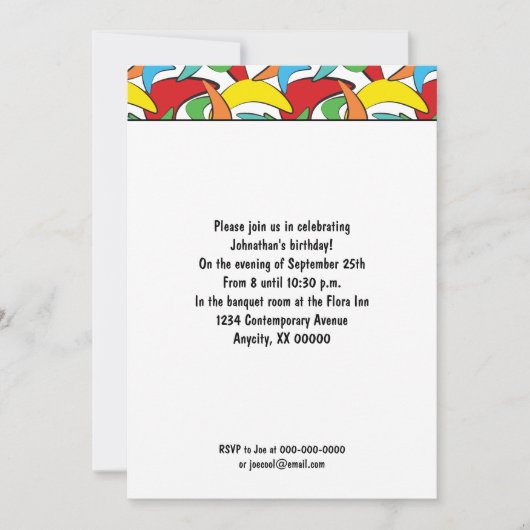 Multicolored Retro Boomerang Pattern Party Kaart (Voorkant)