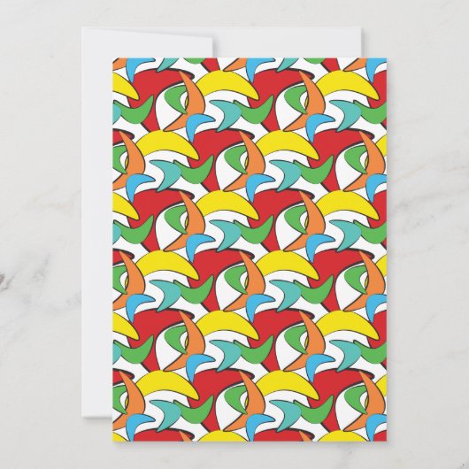 Multicolored Retro Boomerang Pattern Party Kaart (Achterkant)