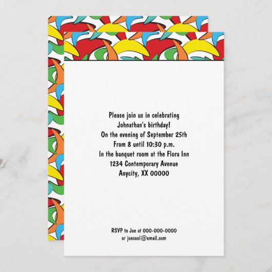 Multicolored Retro Boomerang Pattern Party Kaart (Voorkant / Achterkant)
