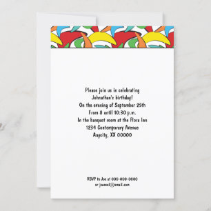 Multicolored Retro Boomerang Pattern Party Kaart