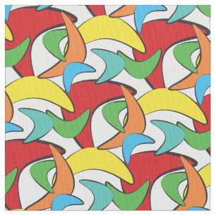 Multicolored Retro Boomerang Pattern Stof