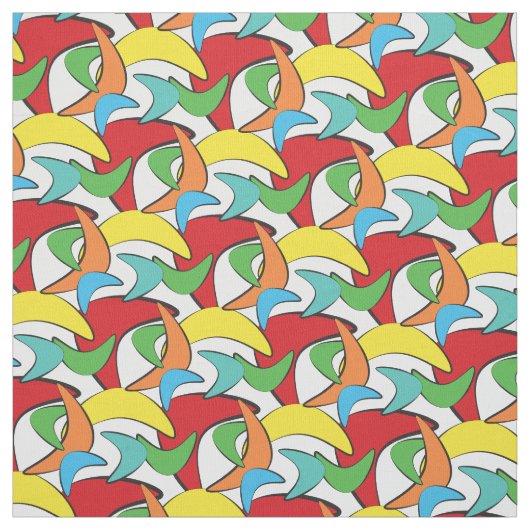 Multicolored Retro Boomerang Pattern Stof (Swatch)