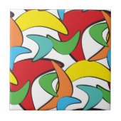 Multicolored Retro Boomerang Pattern Tegeltje (Voorkant)