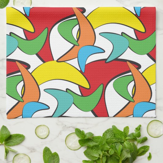 Multicolored Retro Boomerang Pattern Theedoek (Gevouwen)