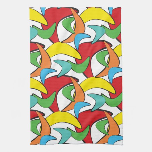 Multicolored Retro Boomerang Pattern Theedoek (Verticaal)