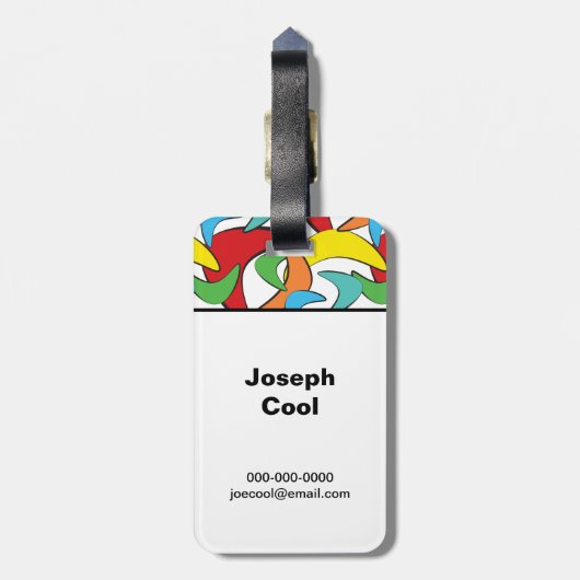 Multicolored Retro Boomerang Persoonlijk Bagagelabel (Achterkant verticaal)