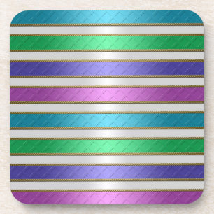 Multicolored Ribbons Stripes in Roze Blauw Paars Bier Onderzetter