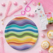 Multicolored rimpelpatroon 2 papieren bordje (Feest)