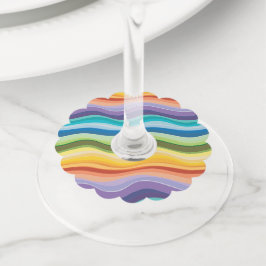 Multicolored rimpelpatroon 2 wijnglaslabel