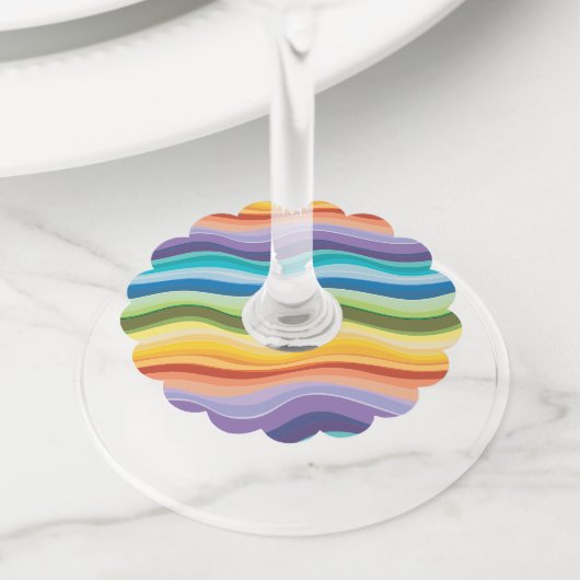 Multicolored rimpelpatroon 2 wijnglaslabel (Dichtbij)