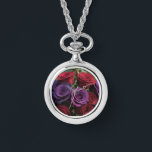 Multicolored Rose's Watch  Necklace Horloge<br><div class="desc">A ladies multicolored roses watch necklace</div>