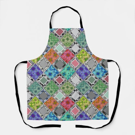 Multicolored , rustige , patchwork , patches schort (Voorkant)