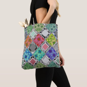 Multicolored , rustige , patchwork , patches tote bag