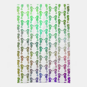 Multicolored Seahorse Pattern Theedoek