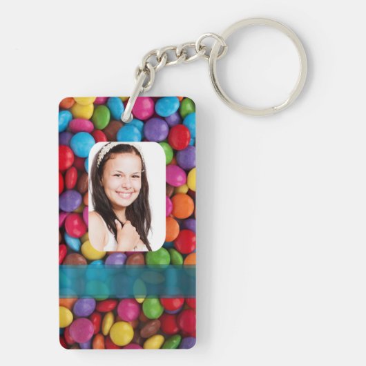 Multicolored snoepfotosjabloon sleutelhanger (achterkant)