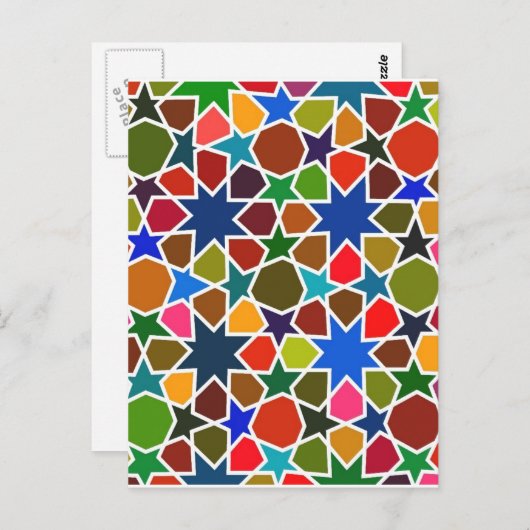 Multicolored Star Pattern - Silk Painting geïnspir Briefkaart (Voorkant / Achterkant)
