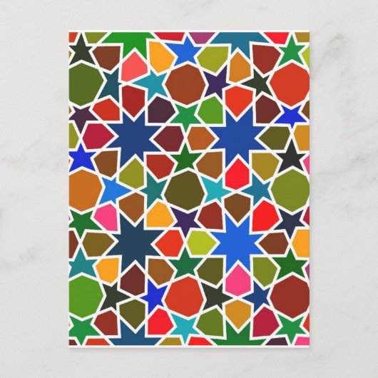 Multicolored Star Pattern - Silk Painting geïnspir Briefkaart (Voorkant)