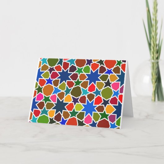 Multicolored Star Pattern - Silk Painting geïnspir Kaart (Voorkant)