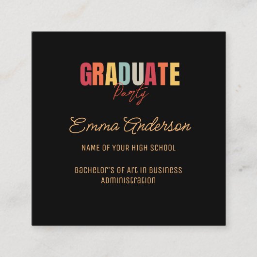 Multicolored stijlvolle Typografie Informatiekaartje (Voorkant)