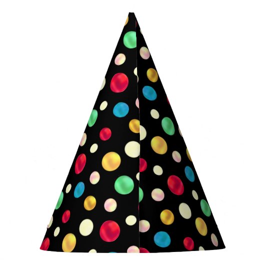 Multicolored Stippen op Zwarte Dag Feesthoedjes (Achterkant)