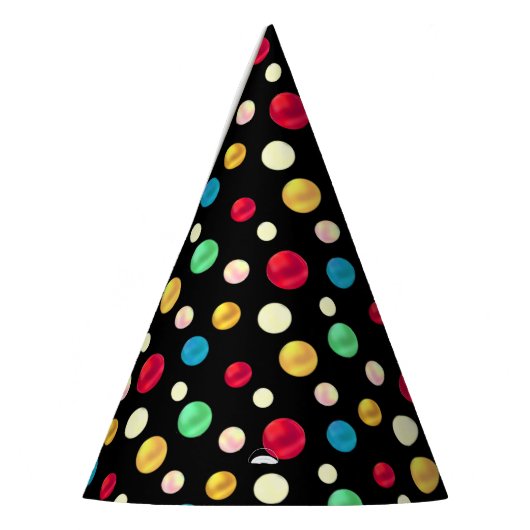 Multicolored Stippen op Zwarte Dag Feesthoedjes (Links)